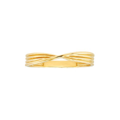 Real Solid 14k Yellow Gold Textured Pinched Band Ring - JewelryAffairs