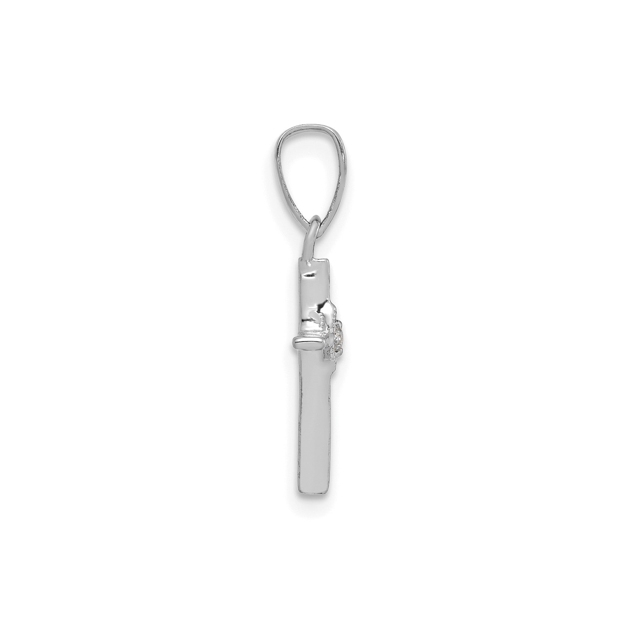 Real Solid Gold Diamond religious Cross Pendant, 20x8mm