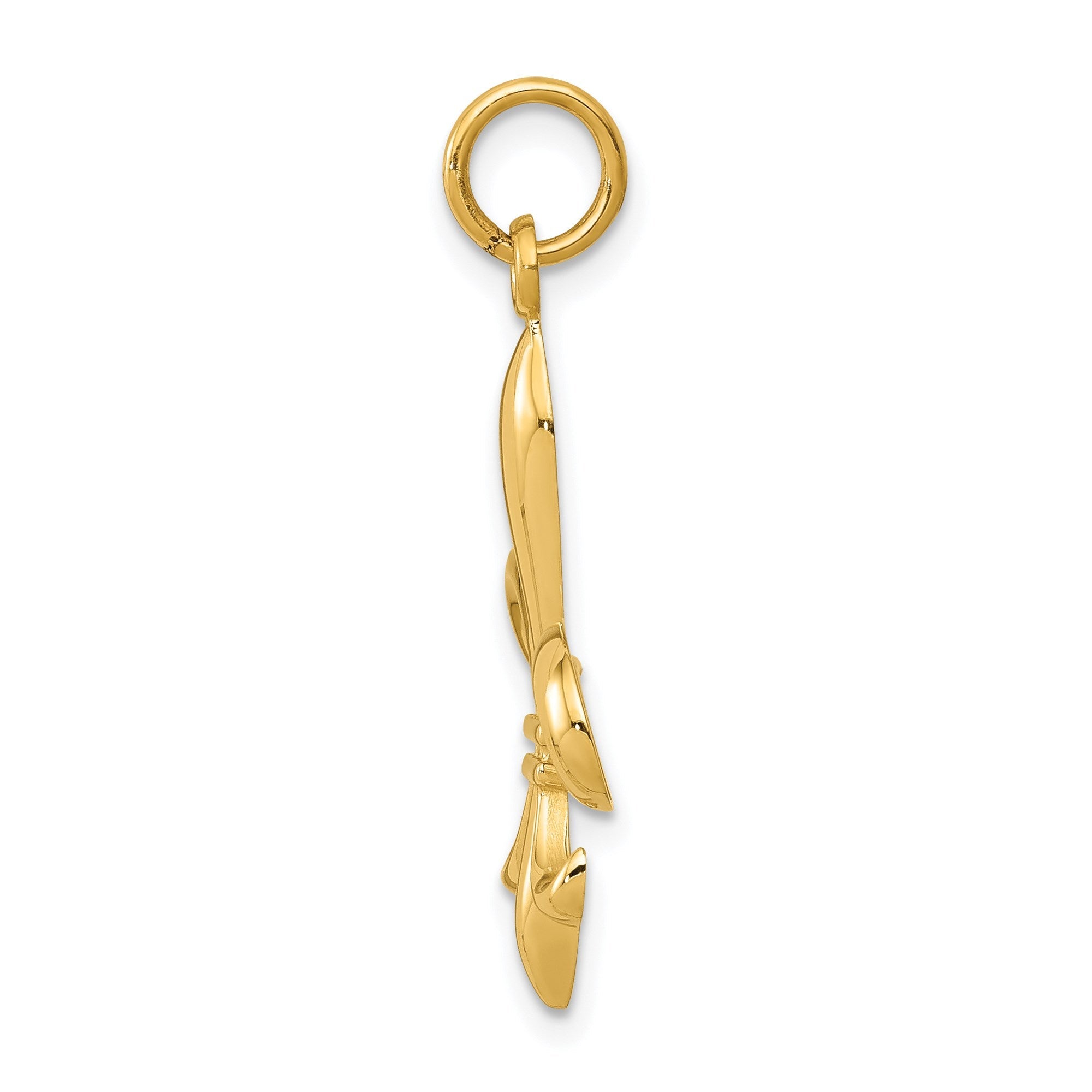 Real Solid Yellow and White Gold Polished Flue de lis Pendant Charm - JewelryAffairs