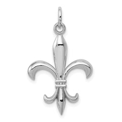 Real Solid Yellow and White Gold Polished Flue de lis Pendant Charm - JewelryAffairs