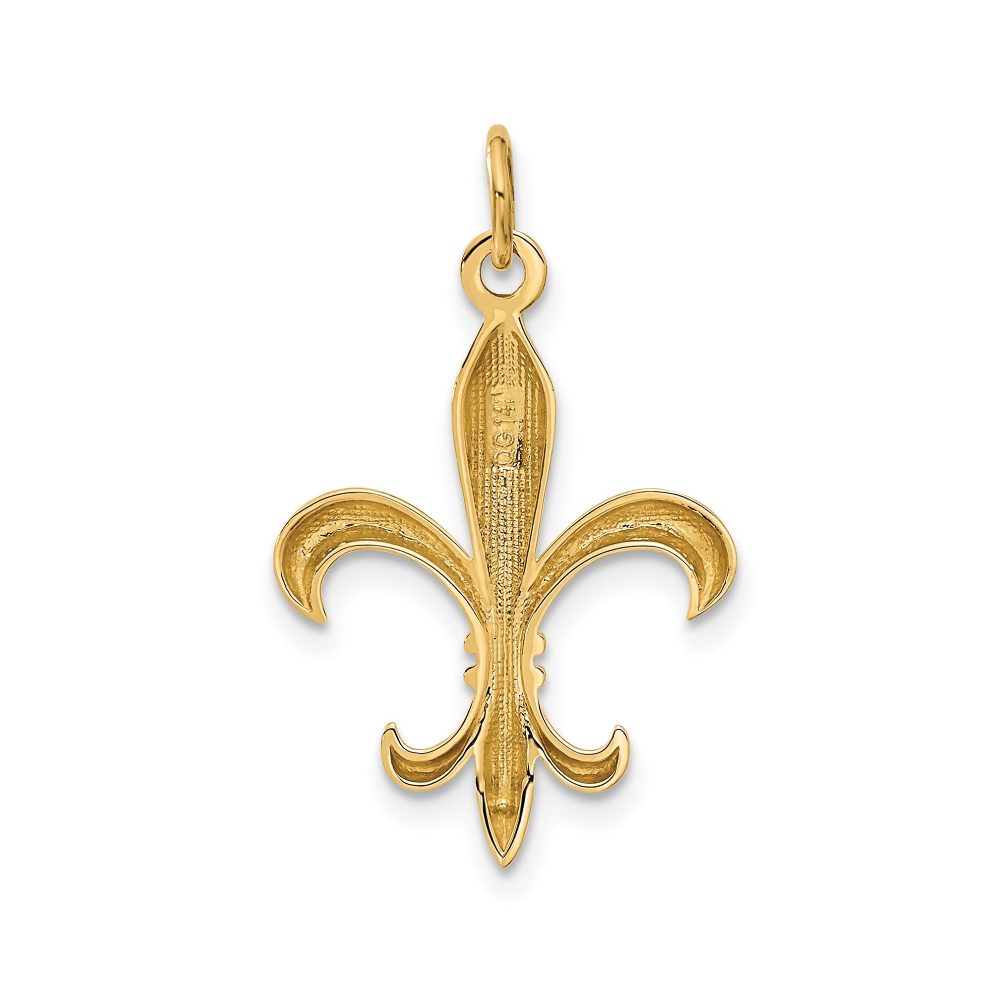 Real Solid Yellow and White Gold Polished Flue de lis Pendant Charm - JewelryAffairs