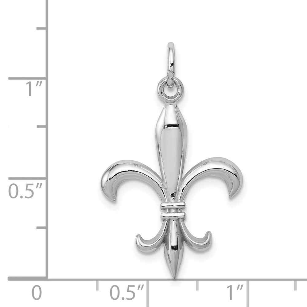 Real Solid Yellow and White Gold Polished Flue de lis Pendant Charm - JewelryAffairs