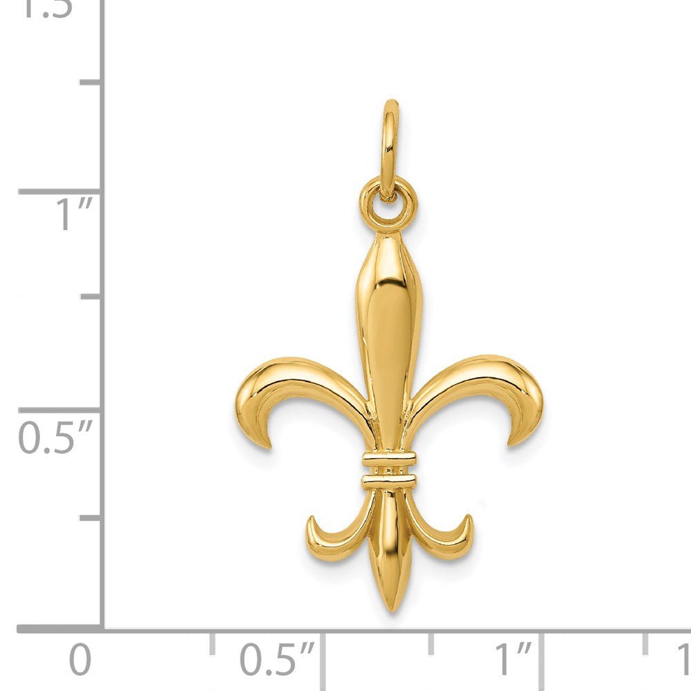 Real Solid Yellow and White Gold Polished Flue de lis Pendant Charm - JewelryAffairs