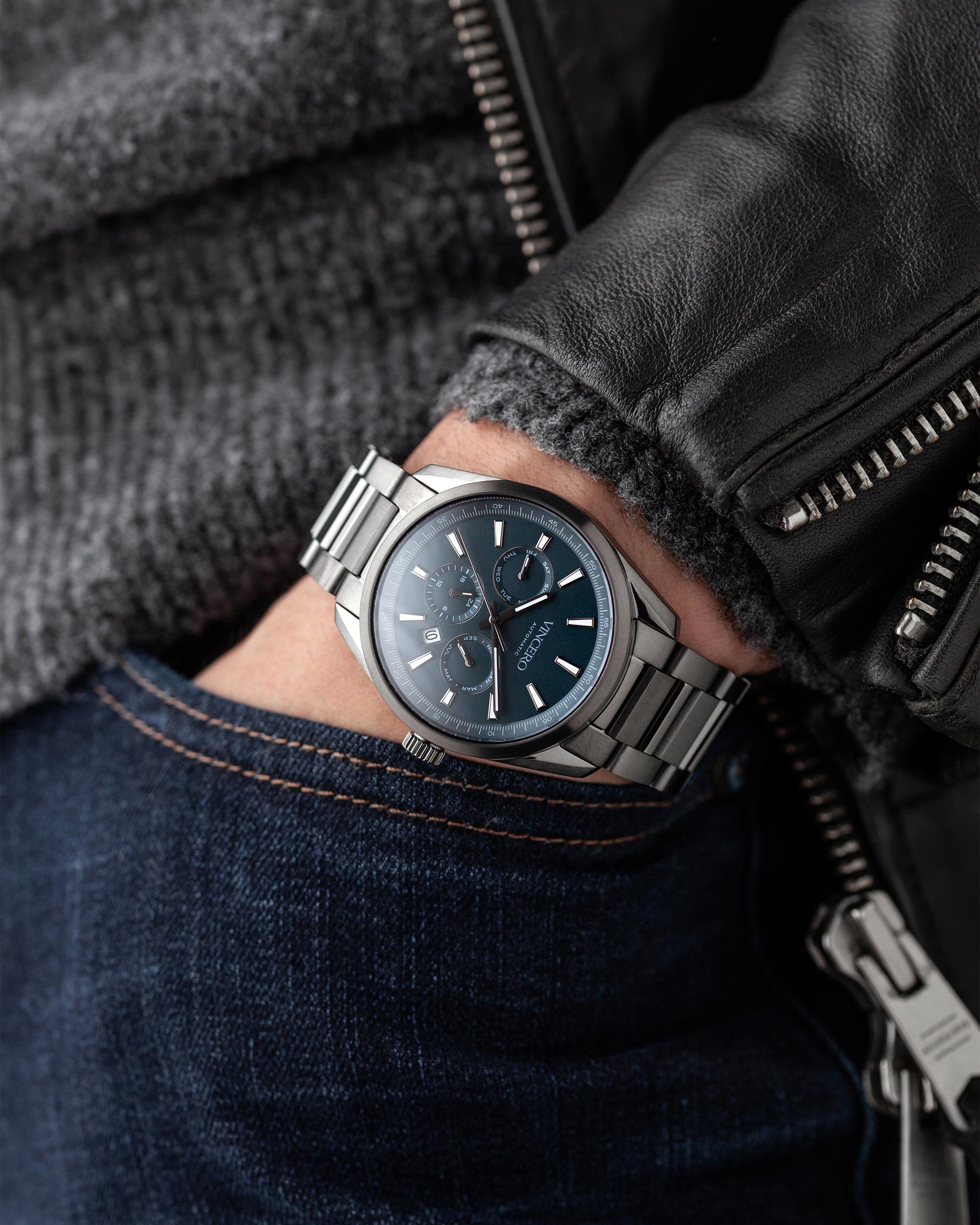 The Reserve Automatic - Gunmetal/Slate Blue fine designer jewelry for men and women