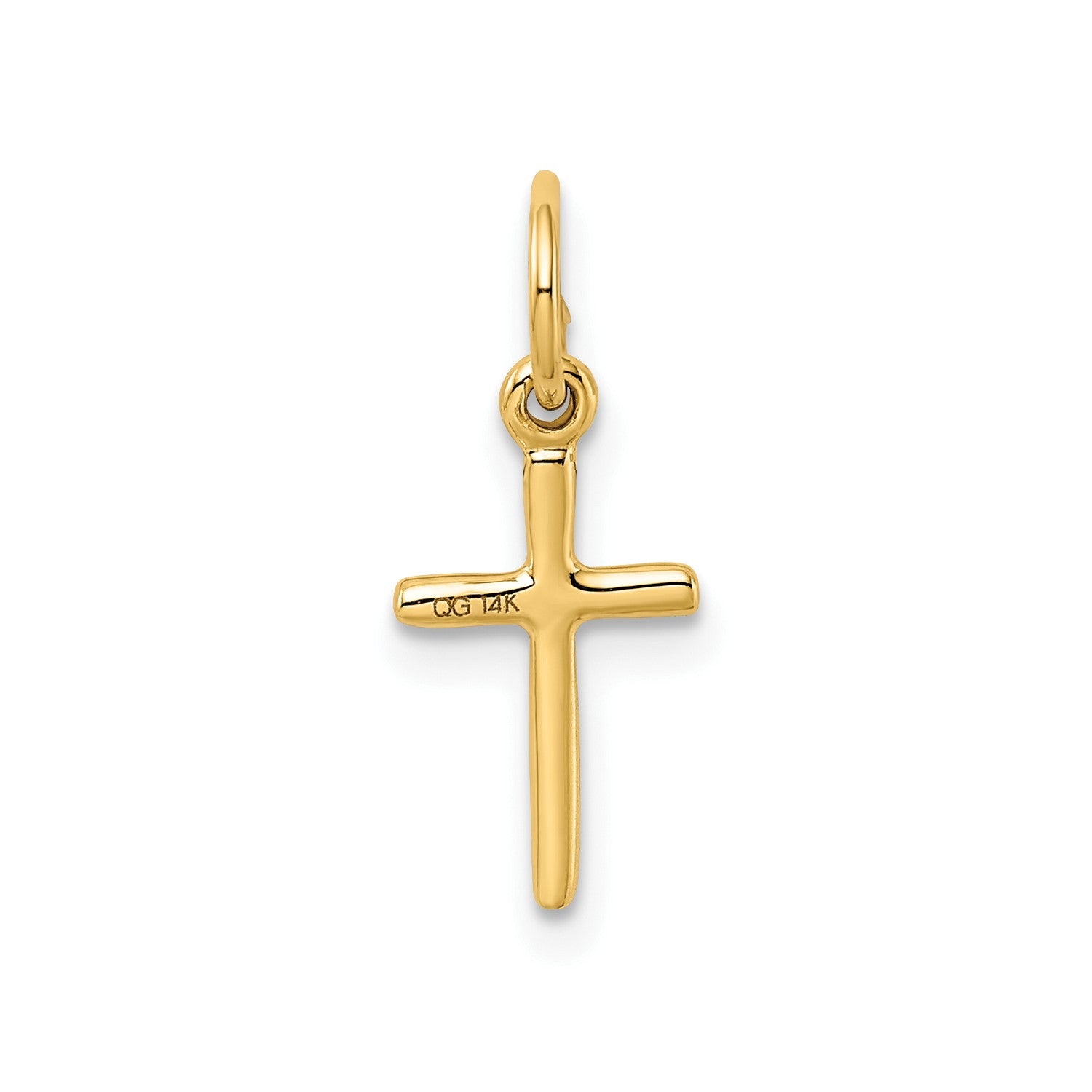 14K Yellow Gold Small Cross Charm Pendant, 8x18mm fine designer jewelry for men and women