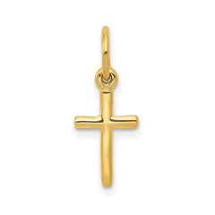 14K Yellow Gold Small Cross Charm Pendant, 8x18mm fine designer jewelry for men and women