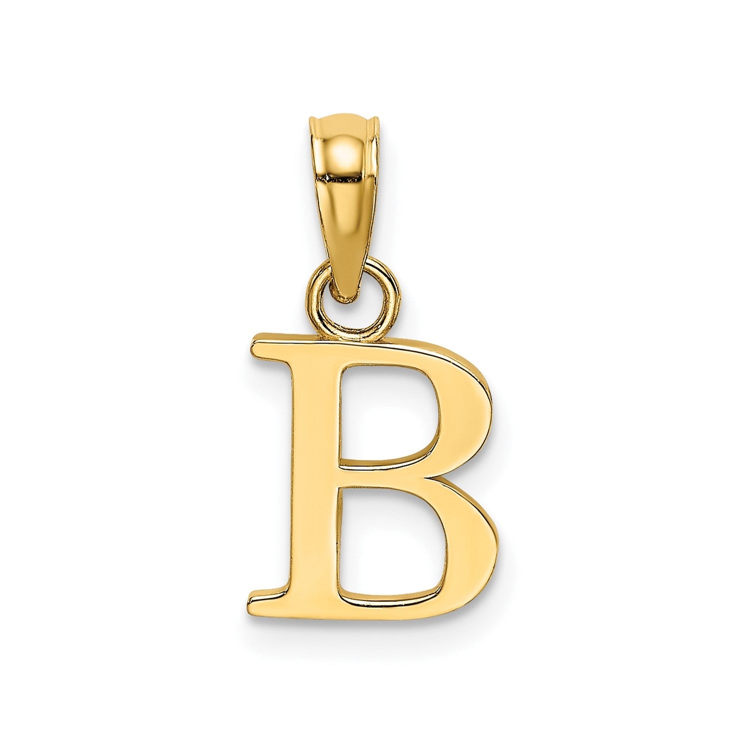 Solid 14K Gold Polished Block Initial Letter Pendants, 12x10mm - JewelryAffairs