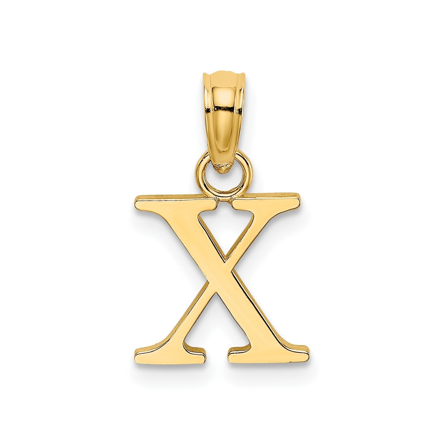 Solid 14K Gold Polished Block Initial Letter Pendants, 12x10mm - JewelryAffairs