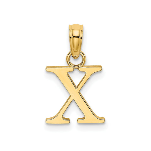 Solid 14K Gold Polished Block Initial Letter Pendants, 12x10mm