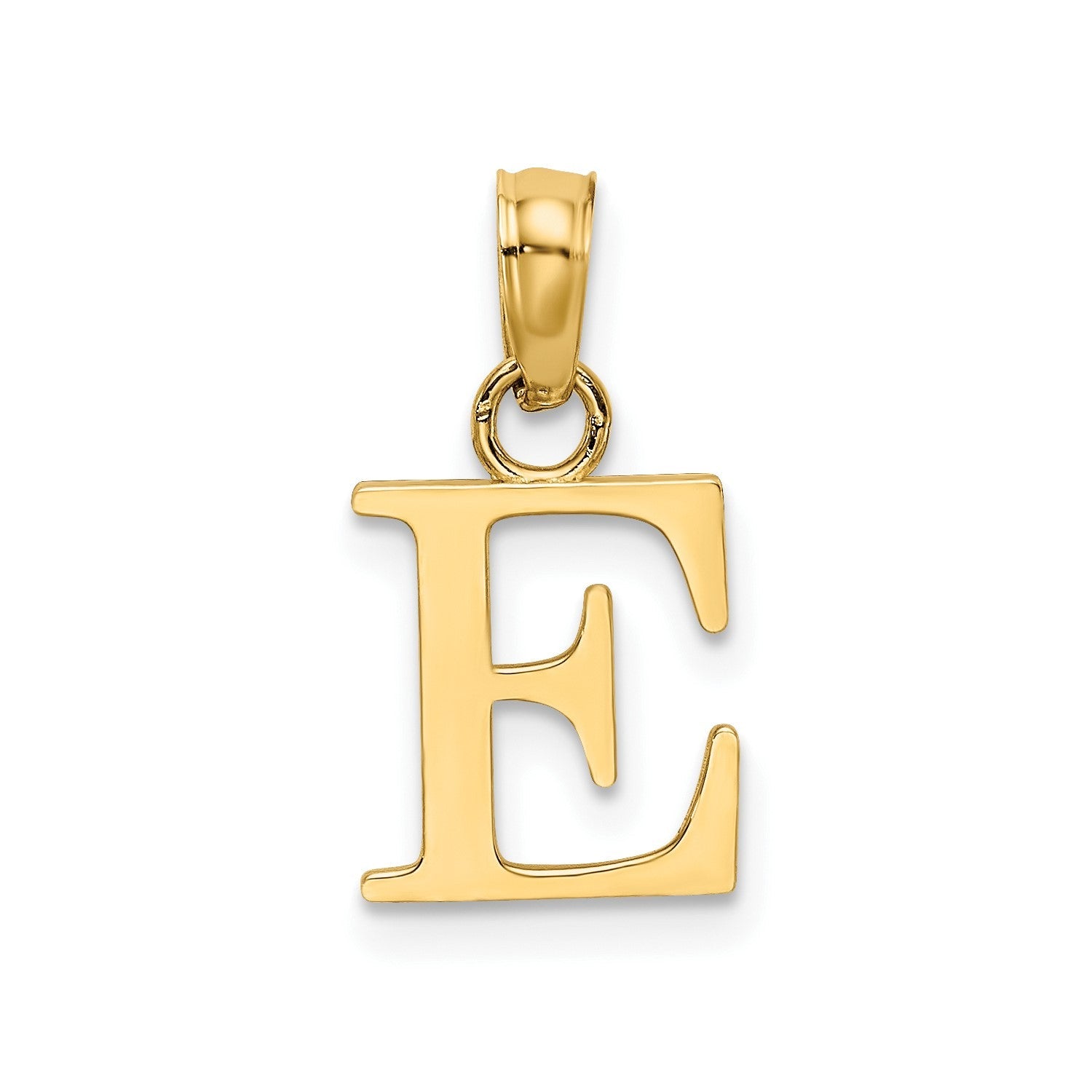 Solid 14K Gold Polished Block Initial Letter Pendants, 12x10mm - JewelryAffairs