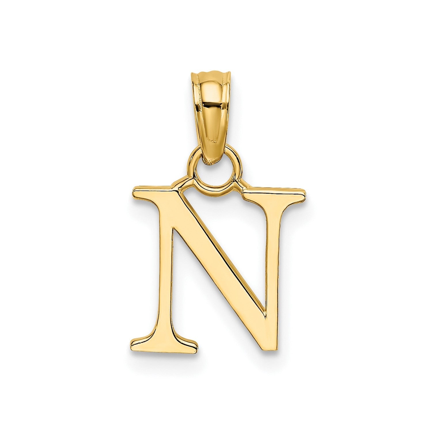 Solid 14K Gold Polished Block Initial Letter Pendants, 12x10mm - JewelryAffairs