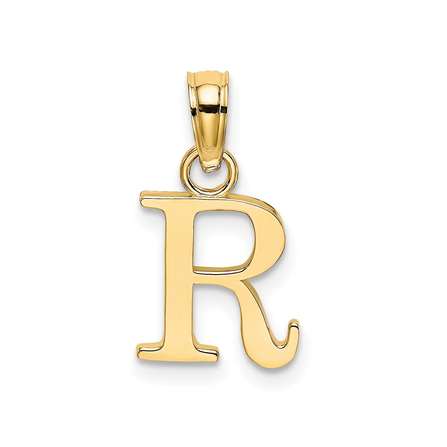 Solid 14K Gold Polished Block Initial Letter Pendants, 12x10mm - JewelryAffairs