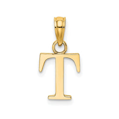 Solid 14K Gold Polished Block Initial Letter Pendants, 12x10mm