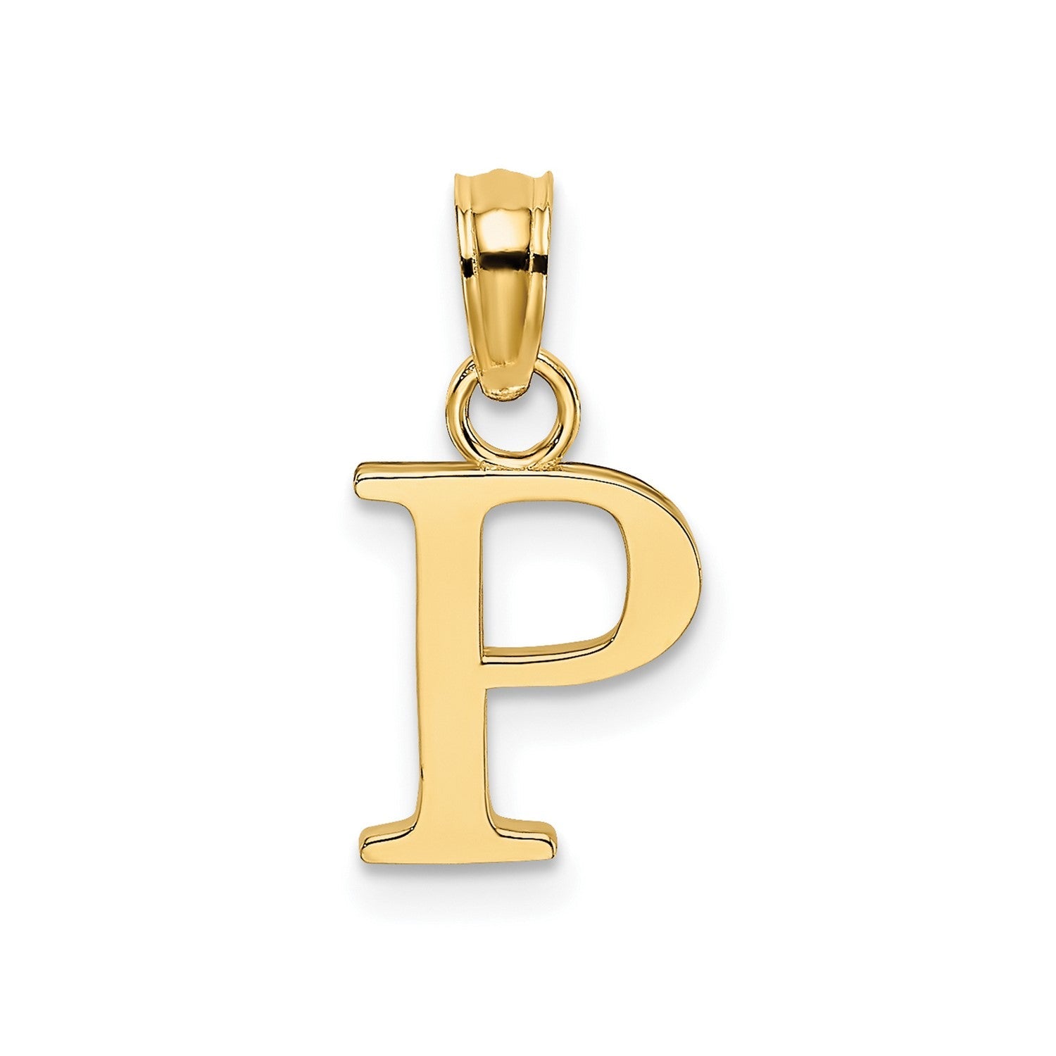 Solid 14K Gold Polished Block Initial Letter Pendants, 12x10mm - JewelryAffairs