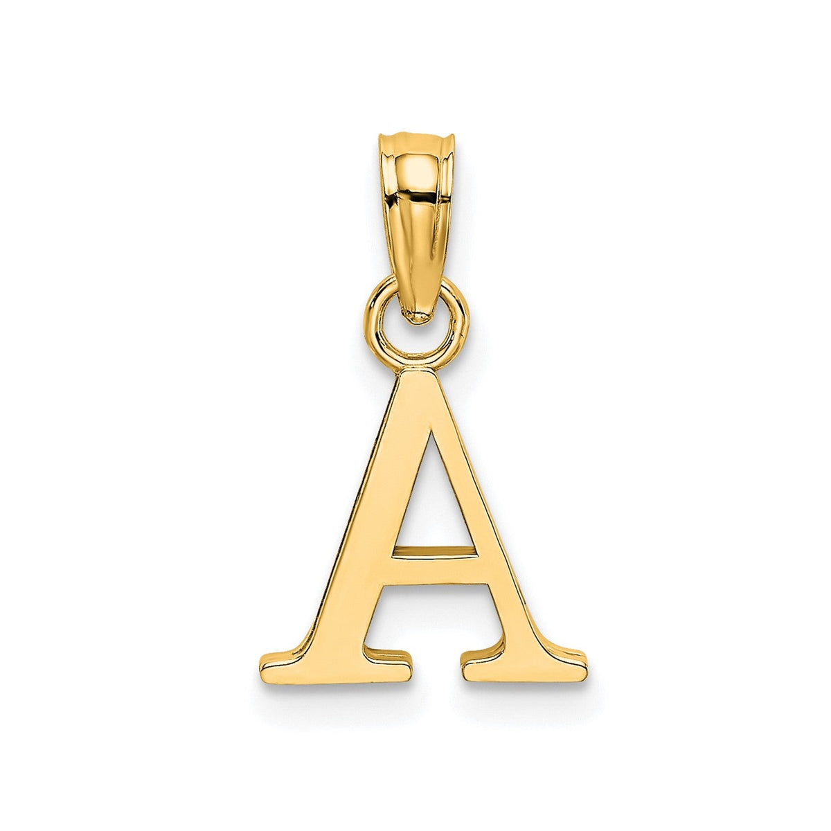 Solid 14K Gold Polished Block Initial Letter Pendants, 12x10mm - JewelryAffairs