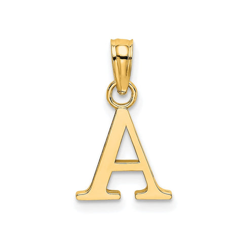 Solid 14K Gold Polished Block Initial Letter Pendants, 12x10mm