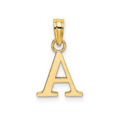 Solid 14K Gold Polished Block Initial Letter Pendants, 12x10mm - JewelryAffairs