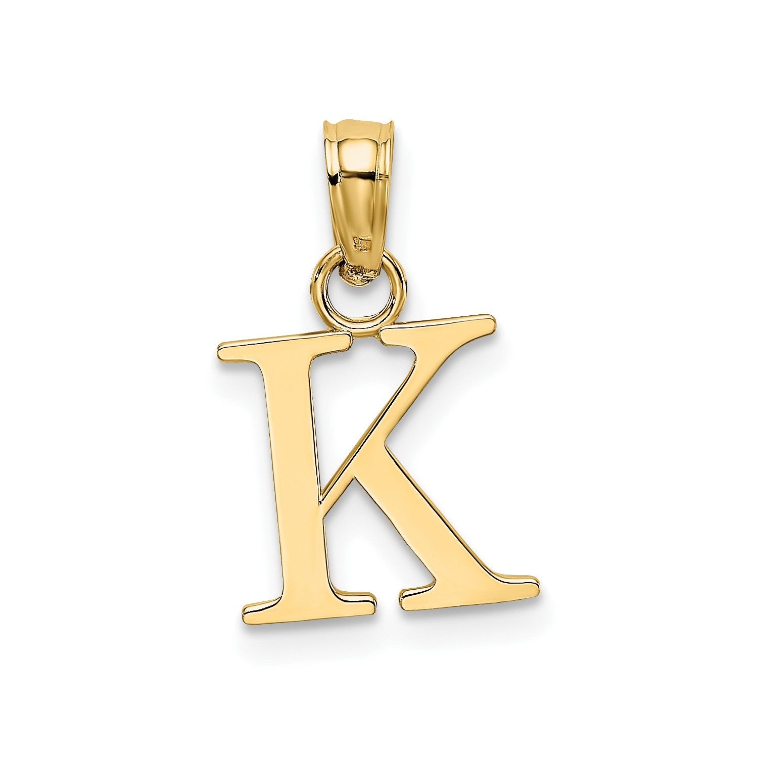 Solid 14K Gold Polished Block Initial Letter Pendants, 12x10mm - JewelryAffairs