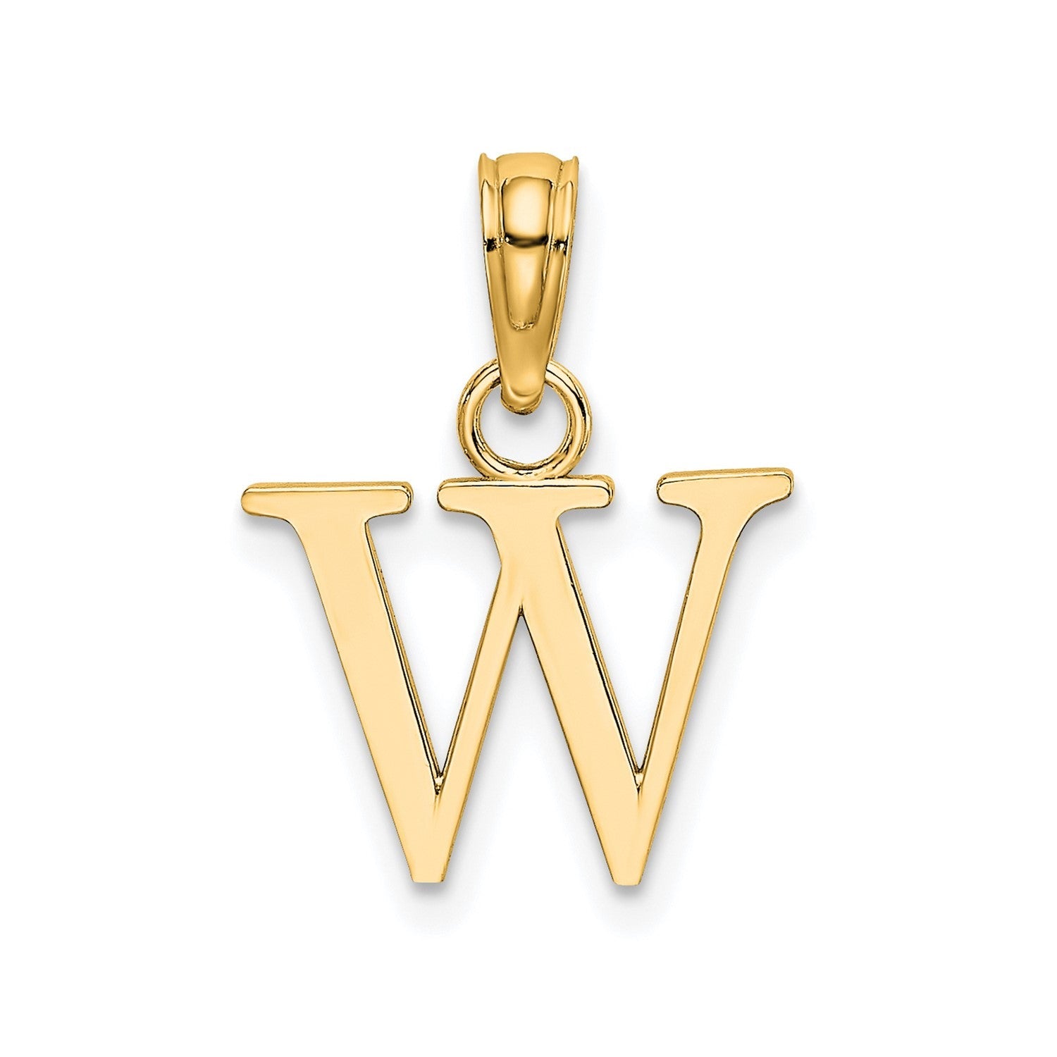 Solid 14K Gold Polished Block Initial Letter Pendants, 12x10mm - JewelryAffairs