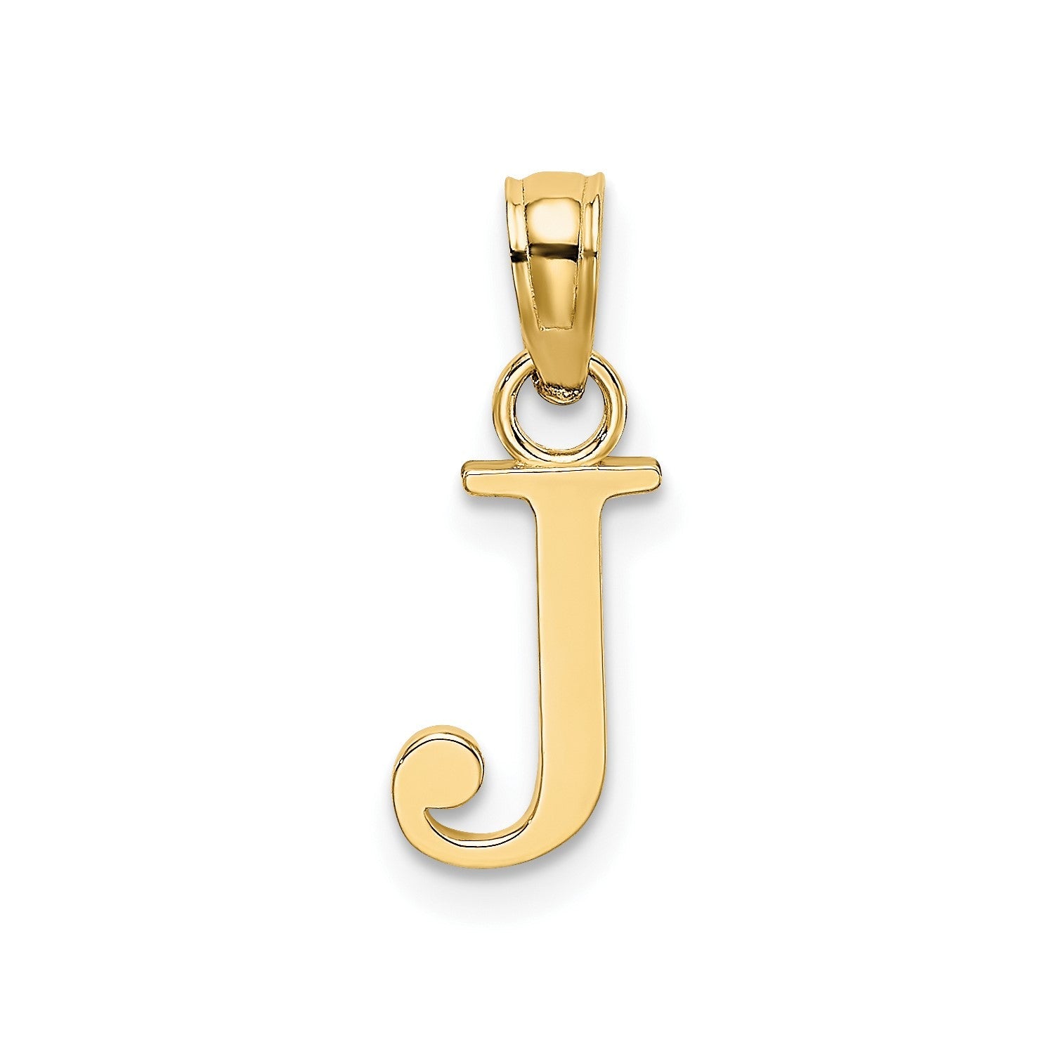 Solid 14K Gold Polished Block Initial Letter Pendants, 12x10mm - JewelryAffairs