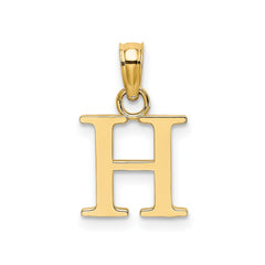 Solid 14K Gold Polished Block Initial Letter Pendants, 12x10mm
