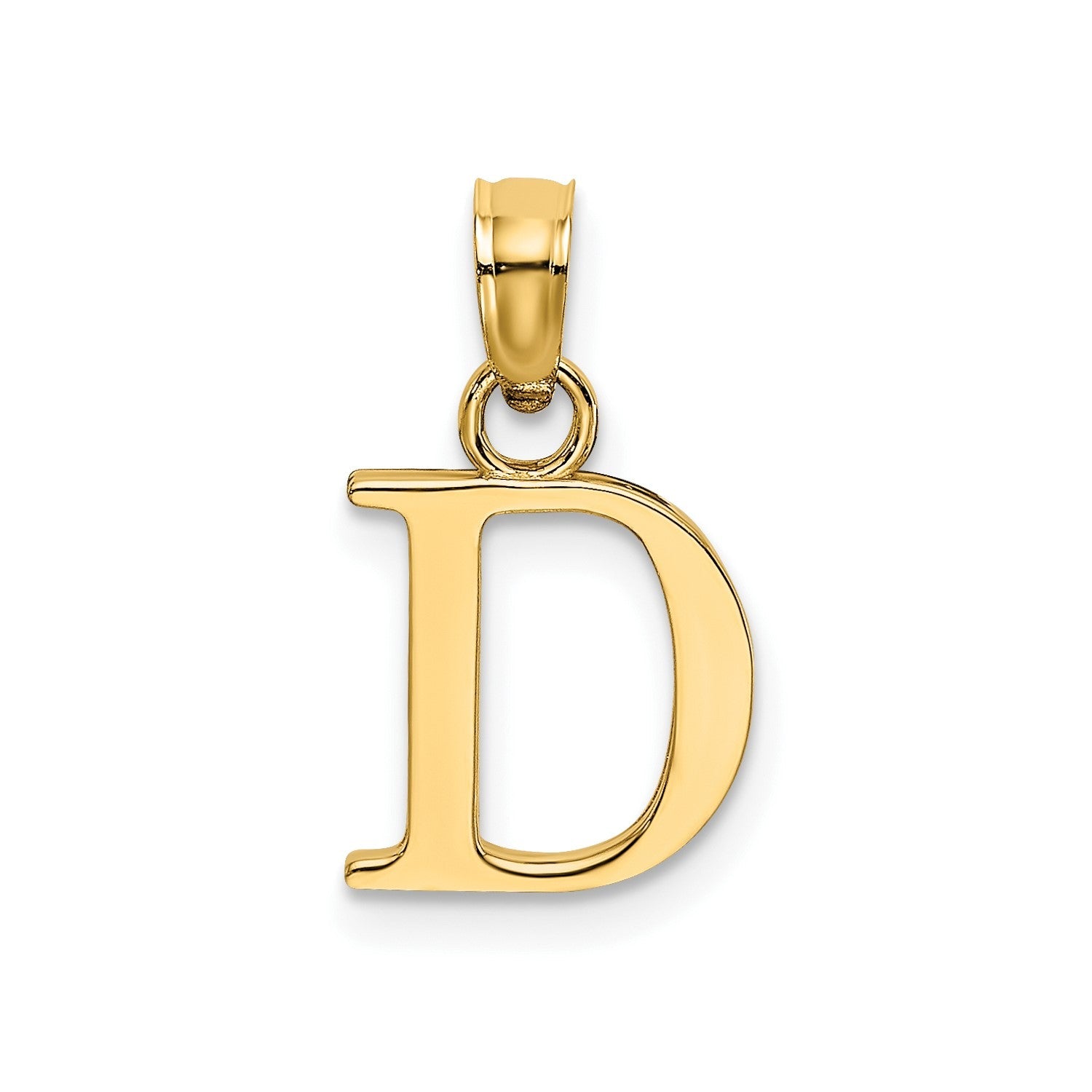 Solid 14K Gold Polished Block Initial Letter Pendants, 12x10mm - JewelryAffairs