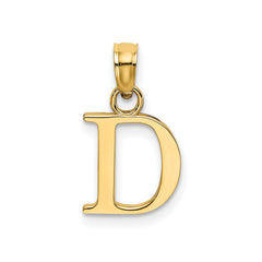 Solid 14K Gold Polished Block Initial Letter Pendants, 12x10mm