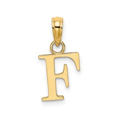 Solid 14K Gold Polished Block Initial Letter Pendants, 12x10mm