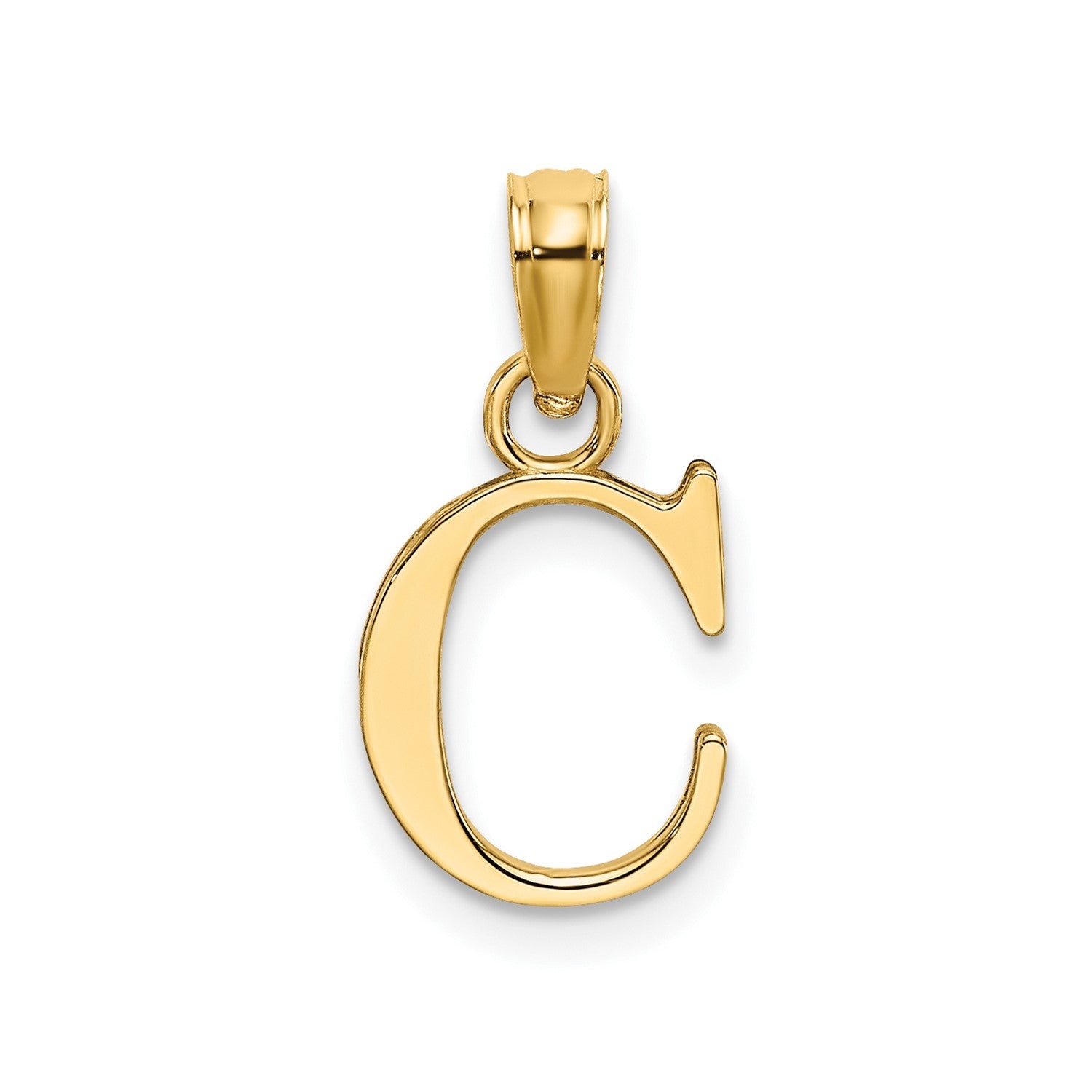 Solid 14K Gold Polished Block Initial Letter Pendants, 12x10mm - JewelryAffairs