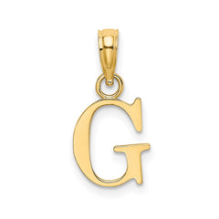 Solid 14K Gold Polished Block Initial Letter Pendants, 12x10mm