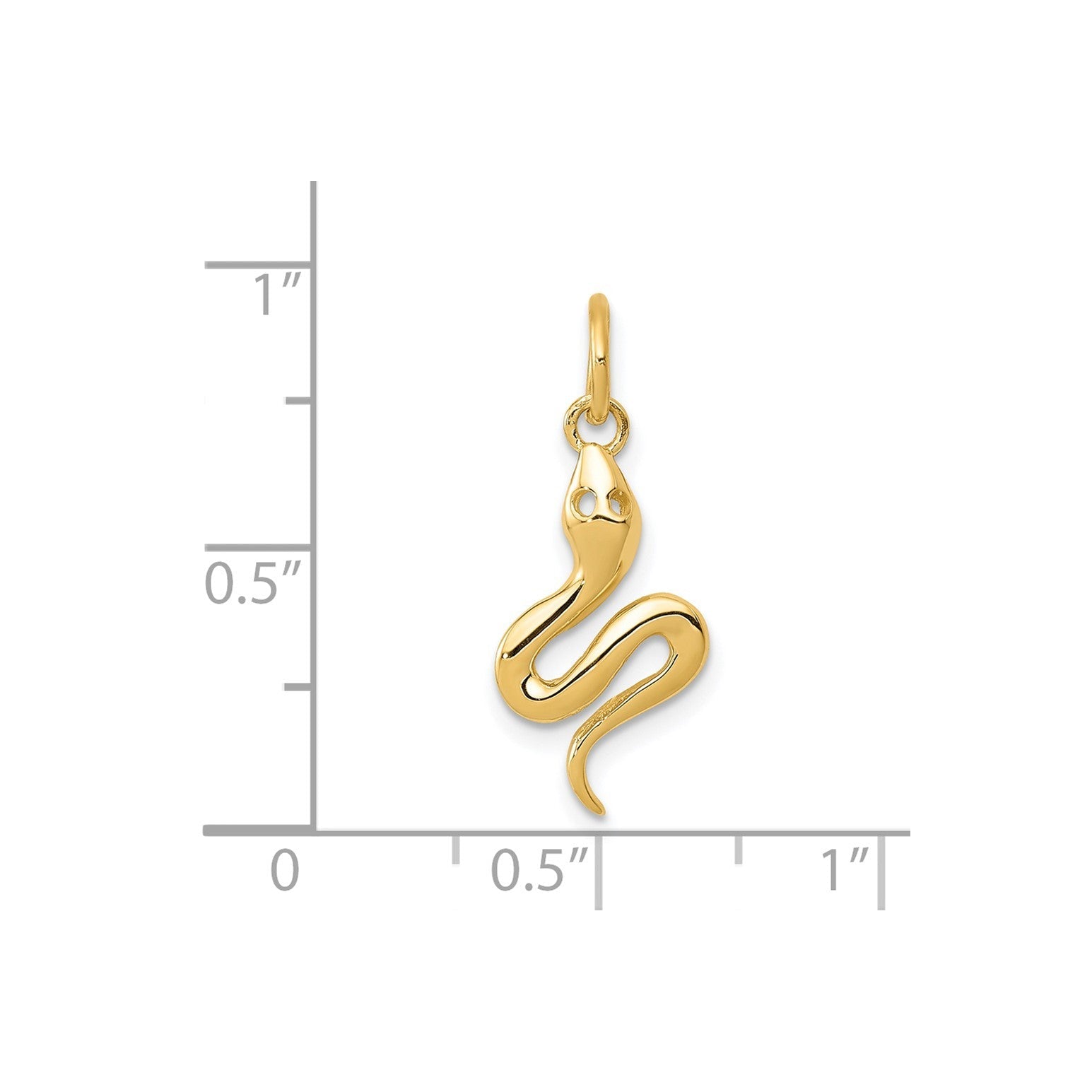 Solid Gold High Polished Snake Pendant, 21x9mm - JewelryAffairs