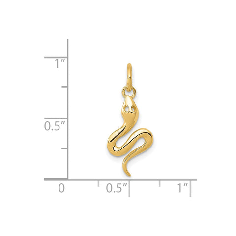 Solid Gold High Polished Snake Pendant, 21x9mm