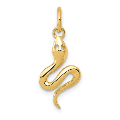 Solid Gold High Polished Snake Pendant, 21x9mm