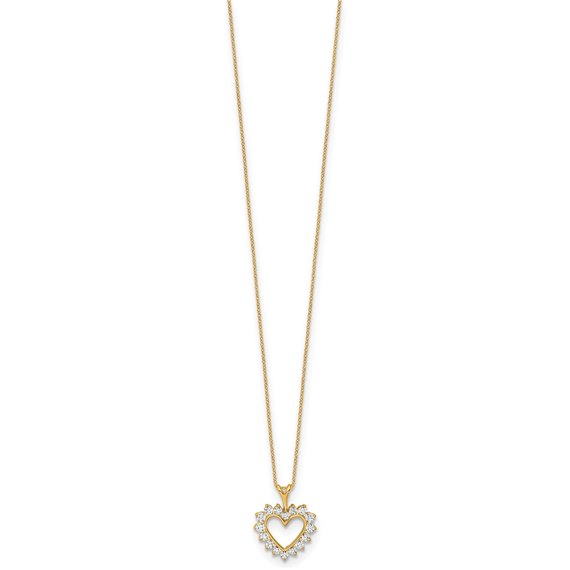 Solid Gold Lab Grown Diamond Heart Pendant Necklace, 18 Inch