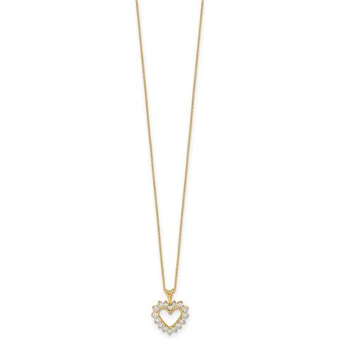 Solid Gold Lab Grown Diamond Heart Pendant Necklace, 18 Inch