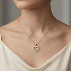 Solid Gold Lab Grown Diamond Heart Pendant Necklace, 18 Inch