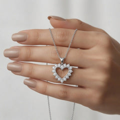 Solid Gold Lab Grown Diamond Heart Pendant Necklace, 18 Inch