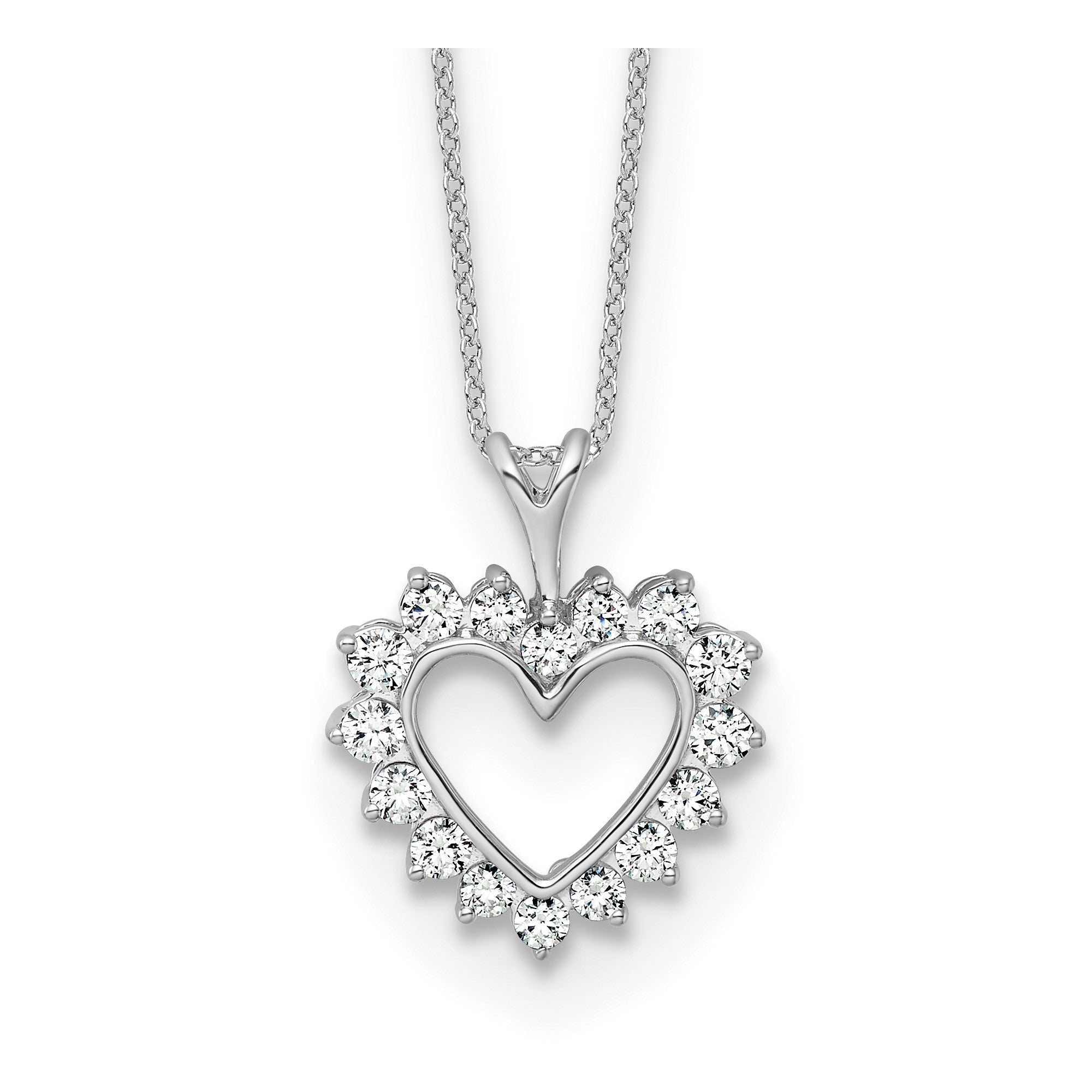 Solid Gold Lab Grown Diamond Heart Pendant Necklace, 18 Inch