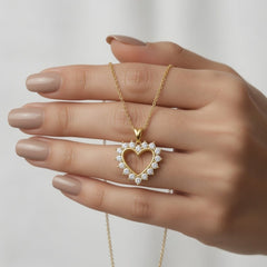 Solid Gold Lab Grown Diamond Heart Pendant Necklace, 18 Inch