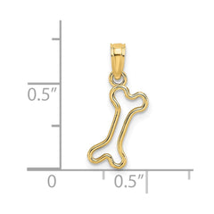 Solid Yellow Gold High Polished Mini Dog Bone Charm Pendant, 17x6mm - JewelryAffairs