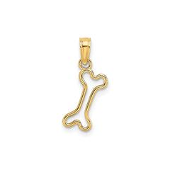 Solid Yellow Gold High Polished Mini Dog Bone Charm Pendant, 17x6mm - JewelryAffairs