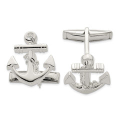 Sterling Silver Anchor with dangle rope Cufflinks - JewelryAffairs