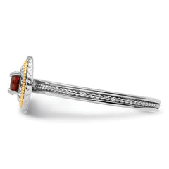Sterling Silver and 14k Yellow Gold Stackable Expressions Sterling Silver Birthstone Ring - JewelryAffairs