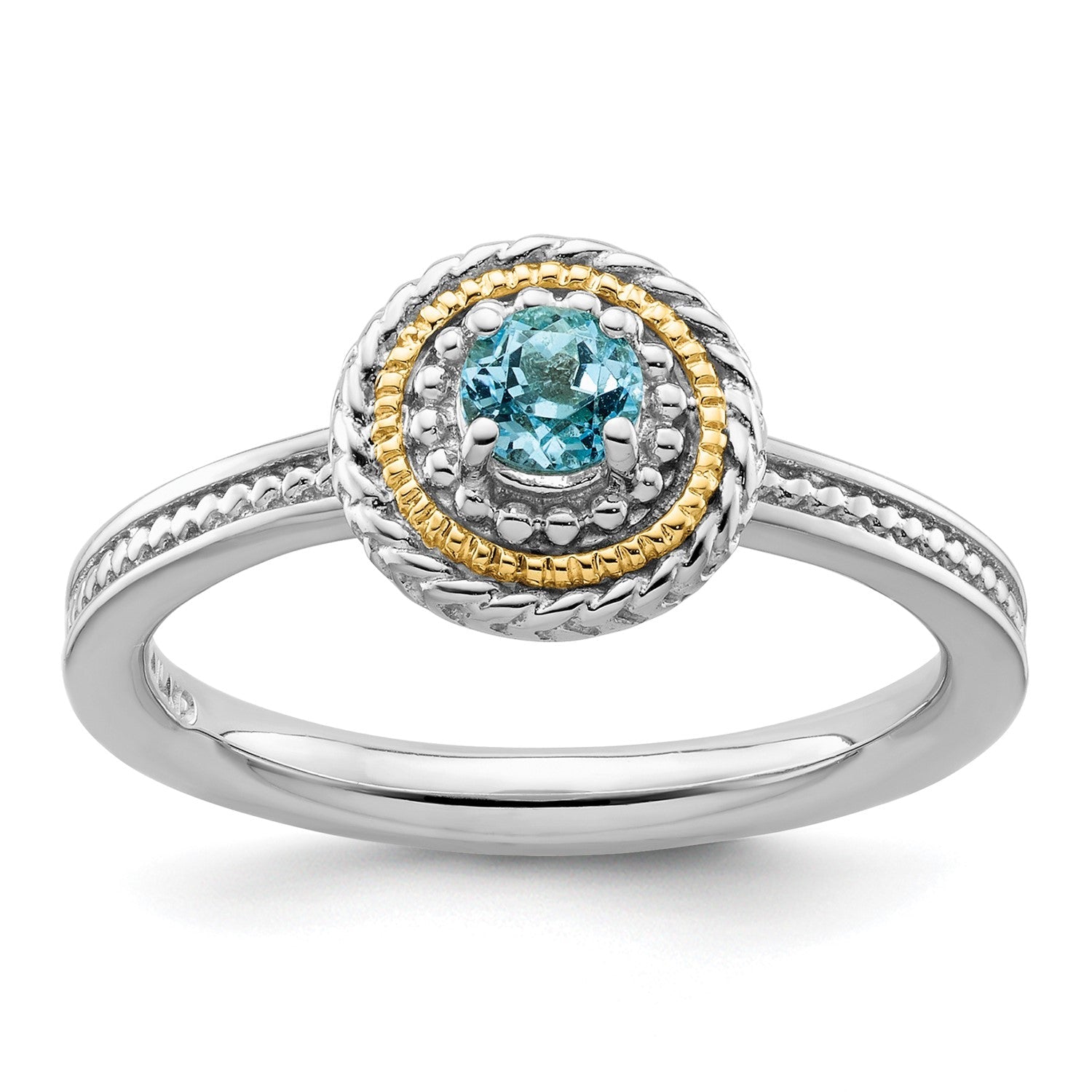Sterling Silver and 14k Yellow Gold Stackable Expressions Sterling Silver Birthstone Ring - JewelryAffairs