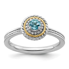Sterling Silver and 14k Yellow Gold Stackable Expressions Sterling Silver Birthstone Ring