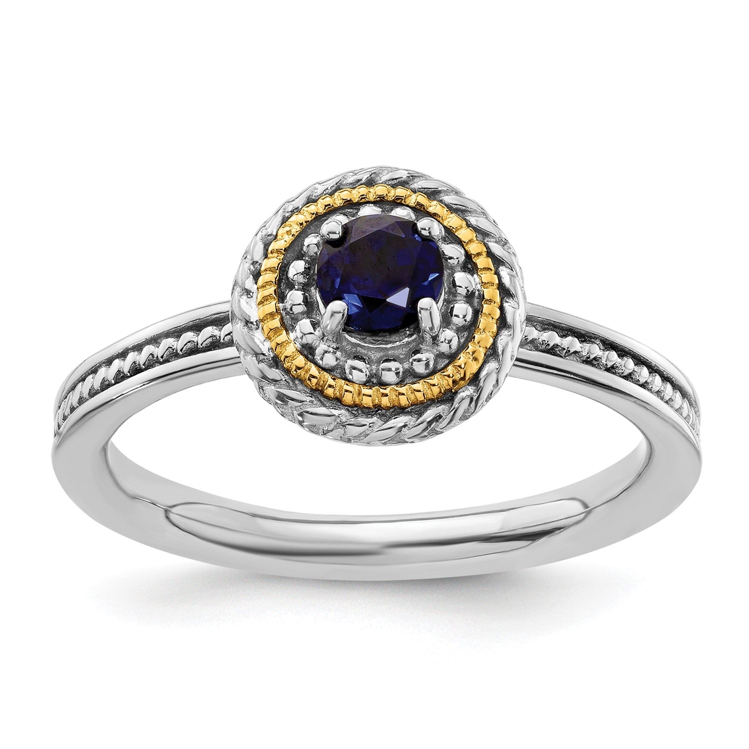 Sterling Silver and 14k Yellow Gold Stackable Expressions Sterling Silver Birthstone Ring - JewelryAffairs