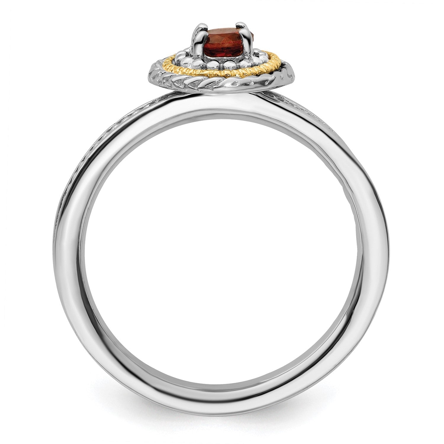 Sterling Silver and 14k Yellow Gold Stackable Expressions Sterling Silver Birthstone Ring - JewelryAffairs