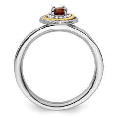 Sterling Silver and 14k Yellow Gold Stackable Expressions Sterling Silver Birthstone Ring - JewelryAffairs