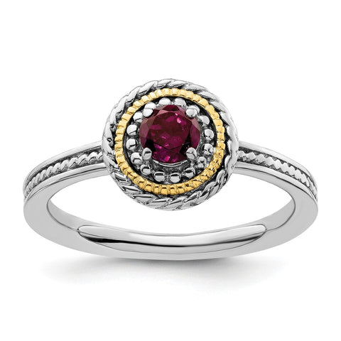 Sterling Silver and 14k Yellow Gold Stackable Expressions Sterling Silver Birthstone Ring