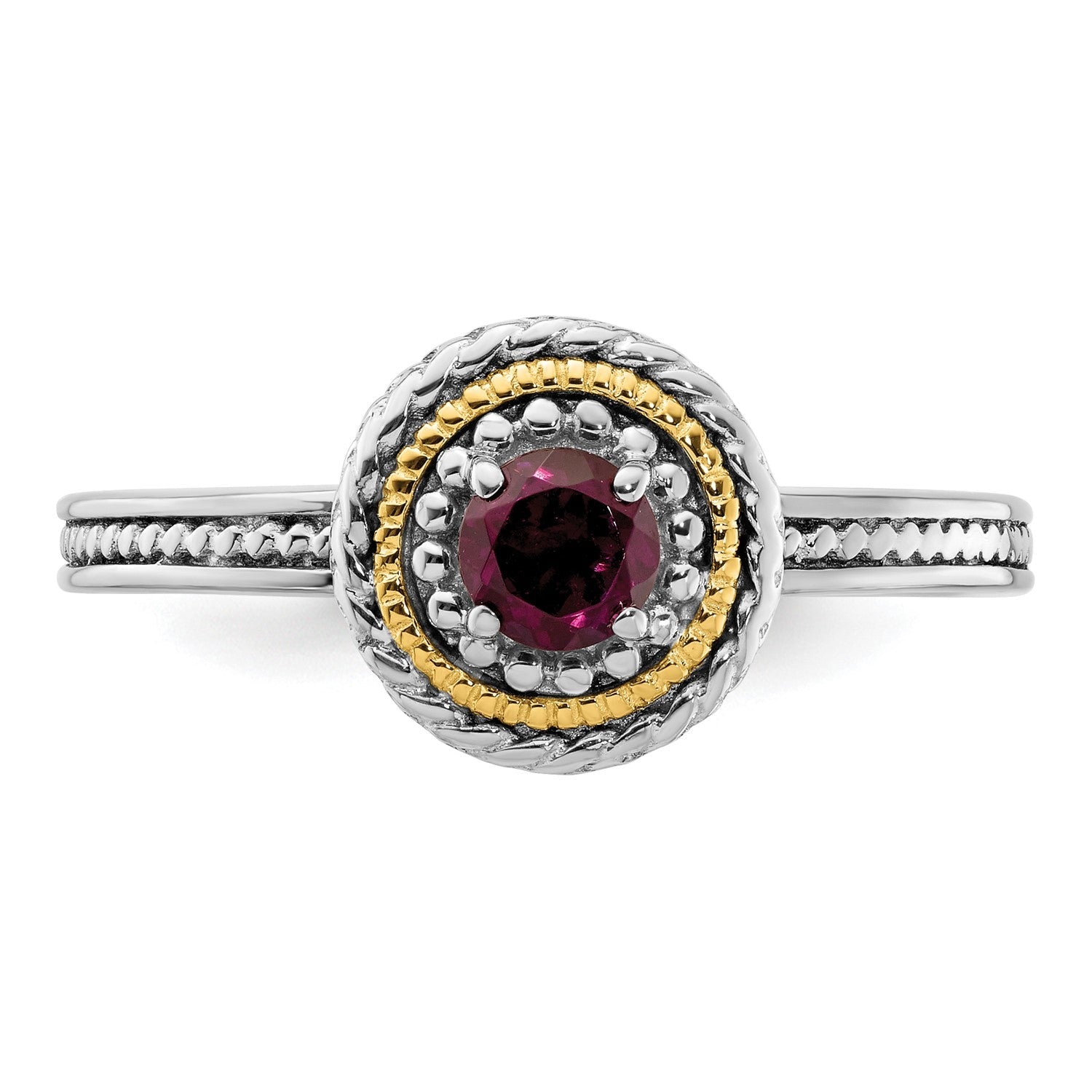 Sterling Silver and 14k Yellow Gold Stackable Expressions Sterling Silver Birthstone Ring - JewelryAffairs
